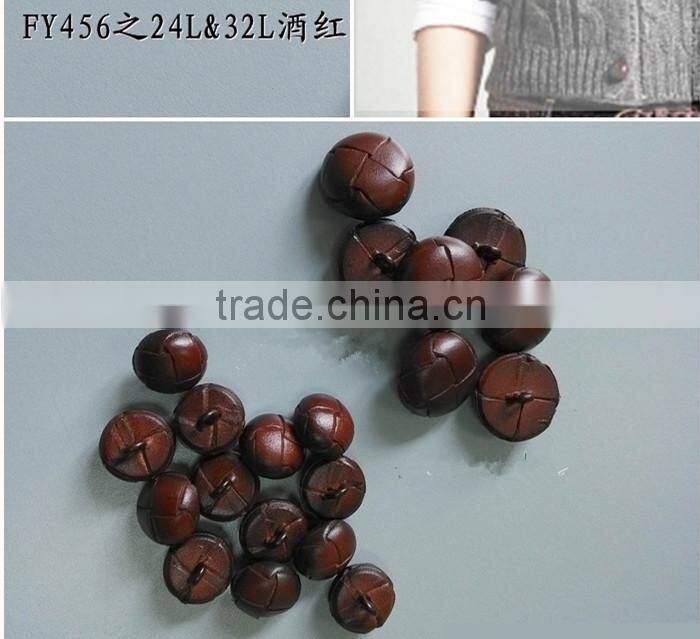 Wine Color Braided leather button