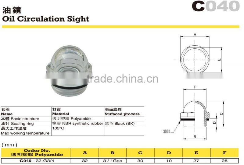 For Air Compressor or Other Machines Parts Use Polyamide Oil Level Gauge