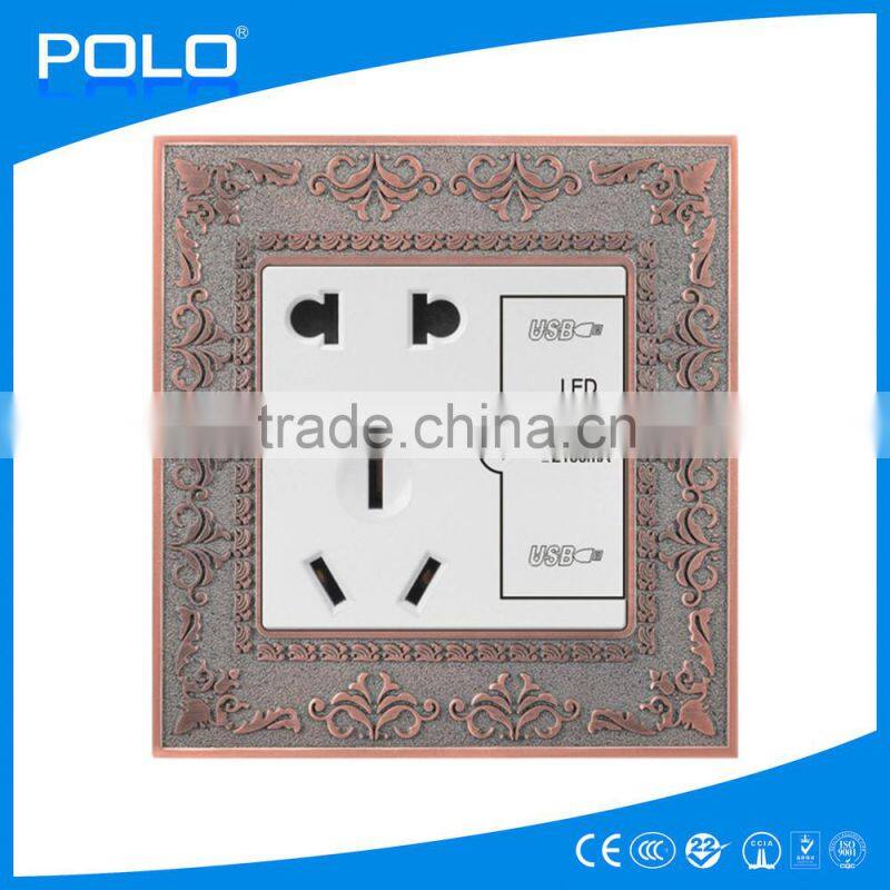 Wholesale 3 pin electric socket universal double wall usb