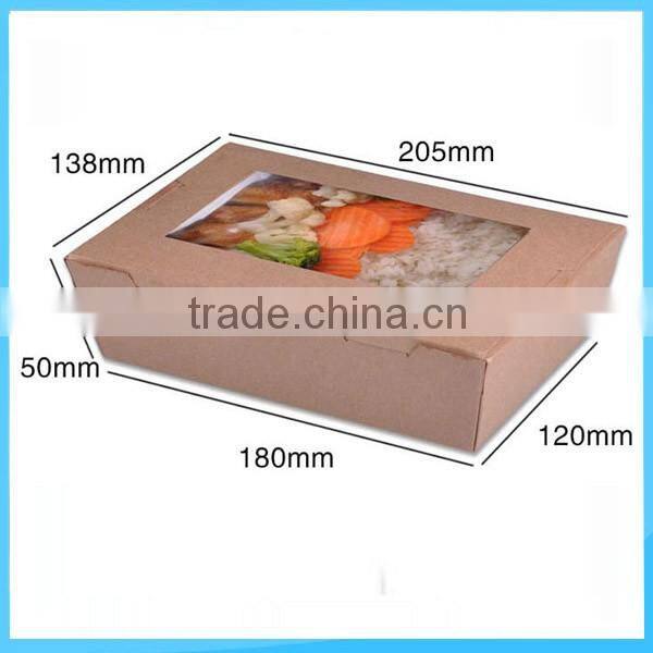 High quality PE craft paper salad box ,paper box with window,paper salad box printed