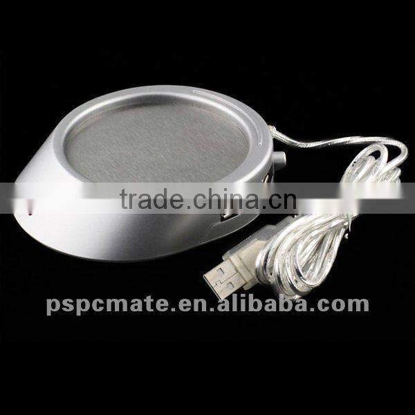 silver usb usb coffee cup warmer with 4 port hub