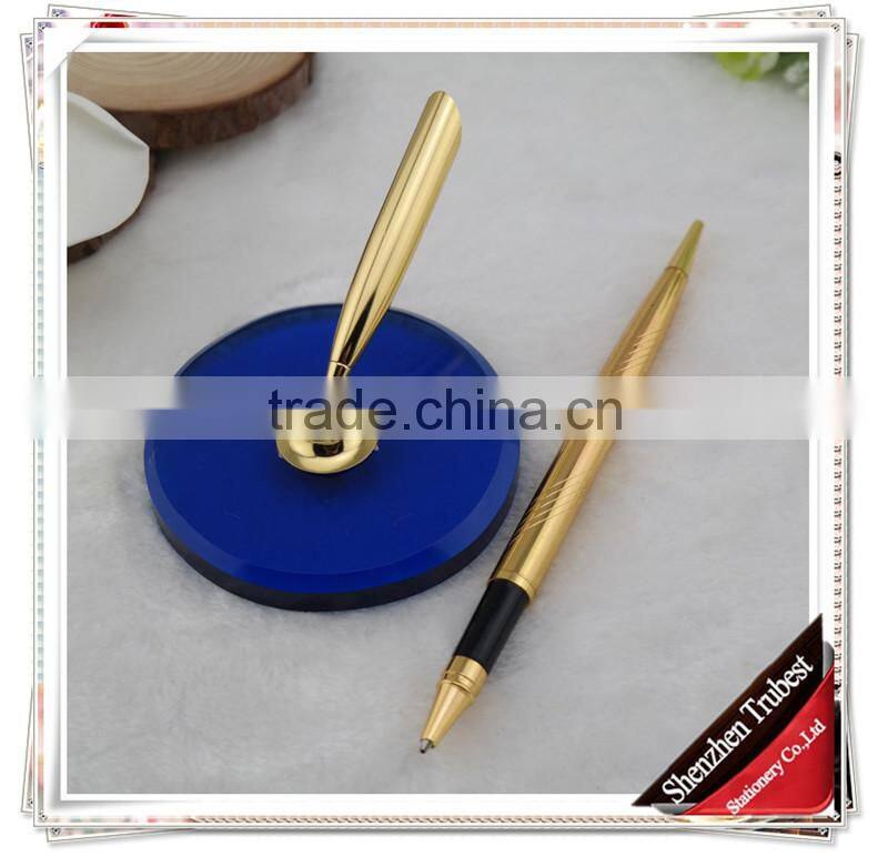 TT- 08 silver table pen with acrylic pen display stand , bank pen holder