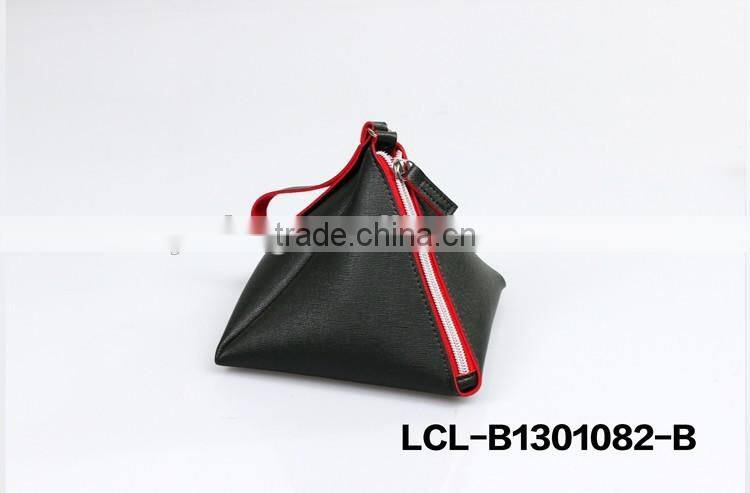 LCL -B1301082 raw cut bi color pvc semi pu cluth envelope cosmetic bag doument holder mini pad pouch