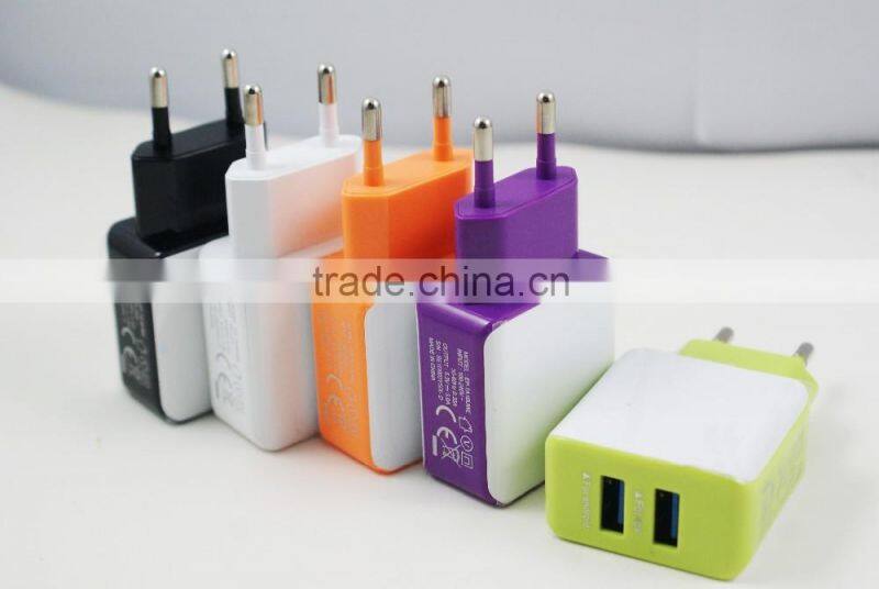 Dual EU US 5V 2A plug USB Wall Charger Adapter For iPhone 4 5 6 For Samsung