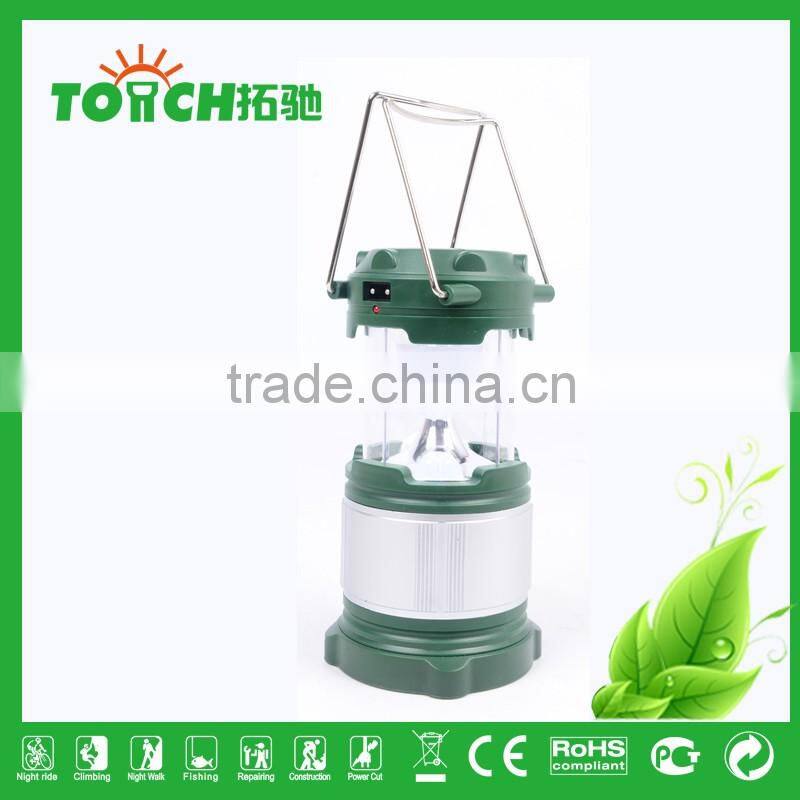 Green Color Solar Charge Camping Light with Charger 3*AA Battery Lantern CE RoHS Certification