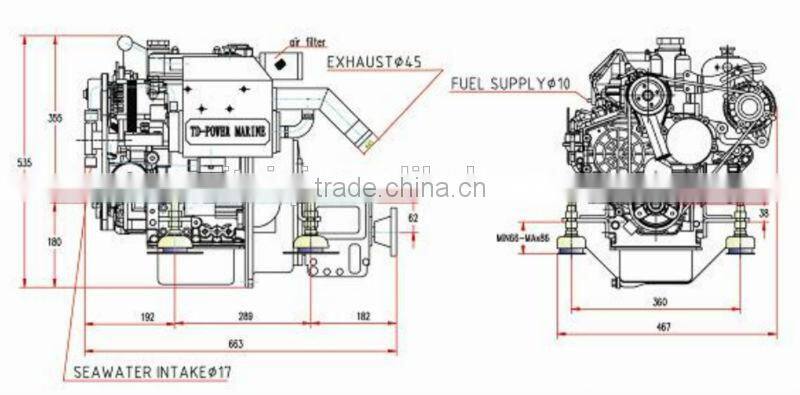 Hot sale 14hp 2M78 small boat engine