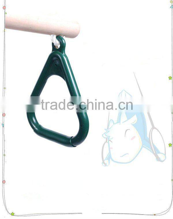 wooden trapeze bar swing with triangle rings