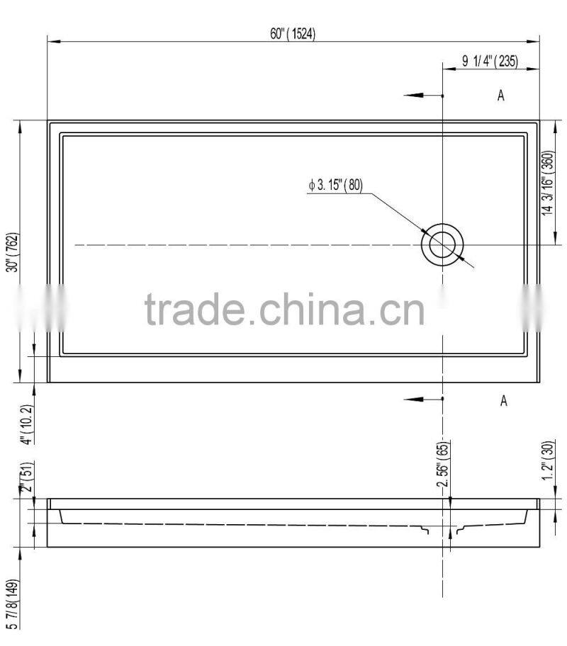North America market UPC/cUPC certified shower base for canada, three tile flange, cupc acrylic shower base