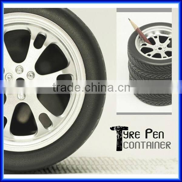 Popular Office Tyre rubber Pencil vase Pen holder for office, Unique Design Tire/tyre Pen Container