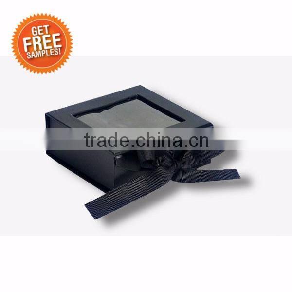 Flat foldable luxury paper packaging boxes with ribbon