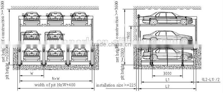 3 LEVEL W/1 IN PIT PUZZLE PARKING SYSTEM
