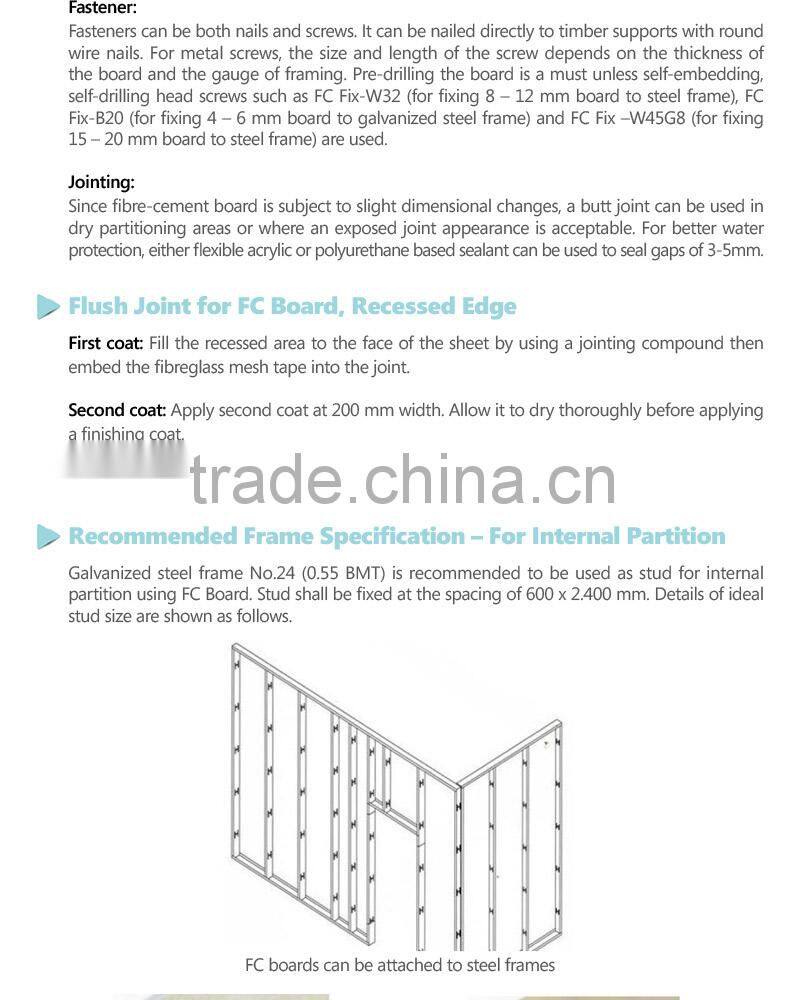 Australian code fibro cement compressed sheet 18mm*1200mm*2700mm