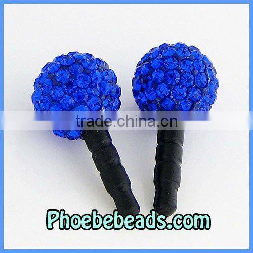 Wholesale Pave 12mm Crystal Rhinestone Disco Ball Earphone Dustproof Jack Plug Anti Dust Stopper Ear Cap For Iphone MDP-P1201