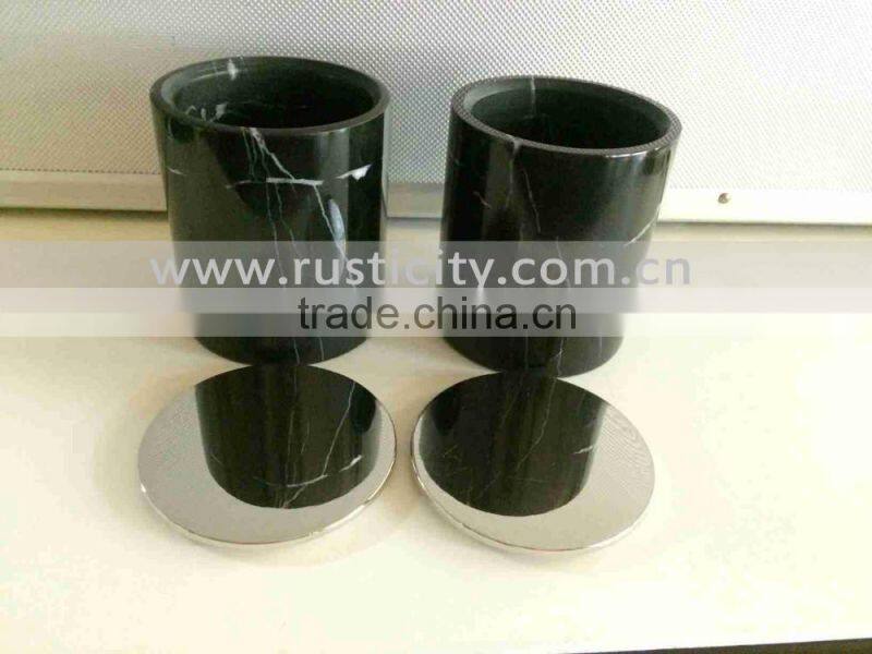 Christmas black glass candle jar/ glass jar for candle with lids/ marble candle jars with lid