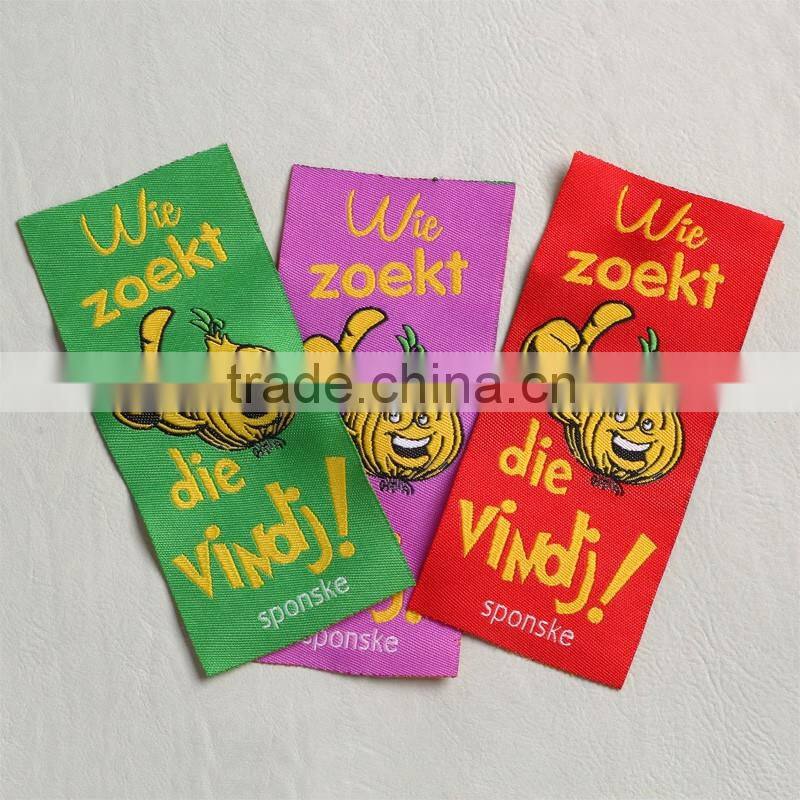 the garlic logo jacquard woven main label for Cartoon roll blanket