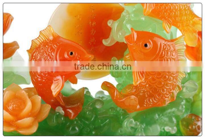 24k Golden color Chinese Luckly fengshui fish ,fish statue