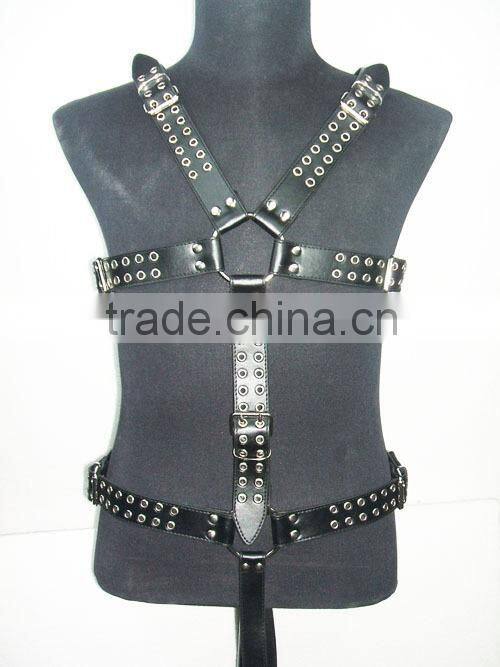 Full body safety sexy men leather harness