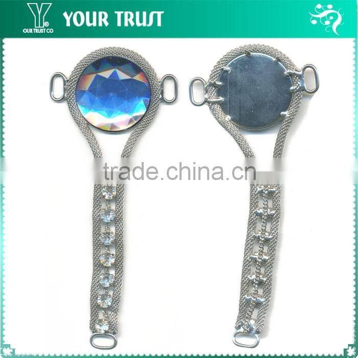 3MM Rhinestone Triangle Chain Connector Rhodium Metal Belt Buckle