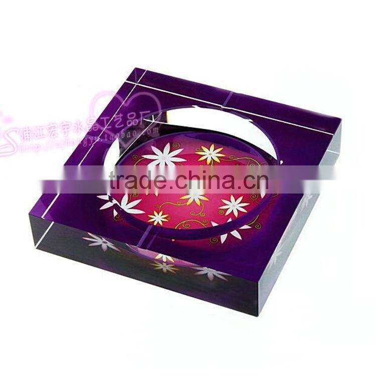 customized glass ashtray with floret HYA-189 on sale