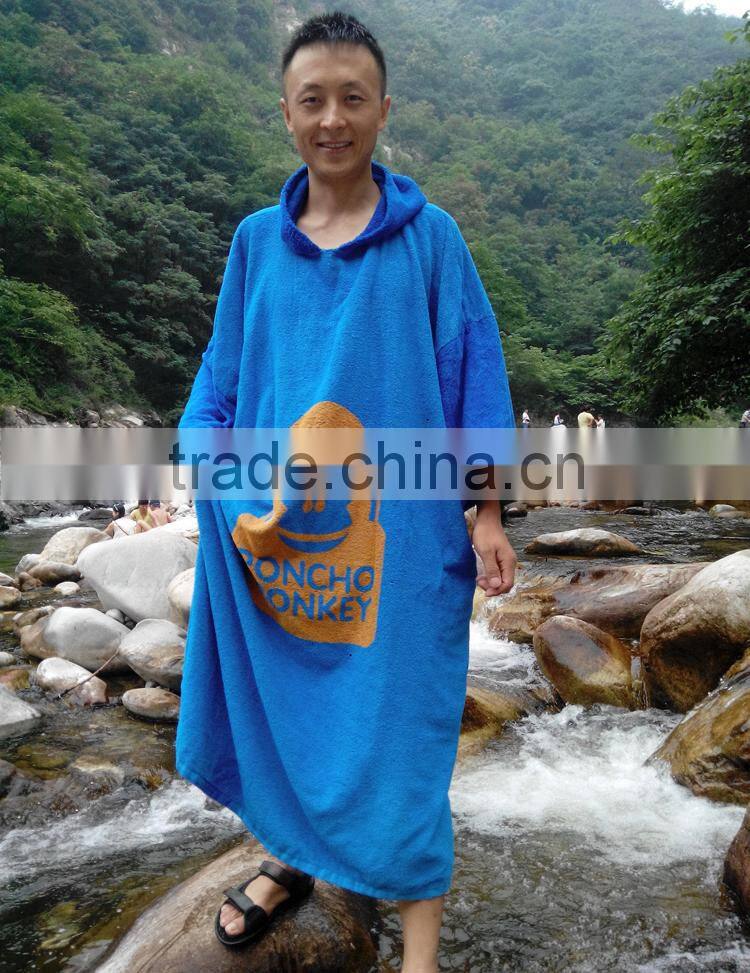 Custom design woven jacquard bathrobe towel adult poncho towel in 2 colors
