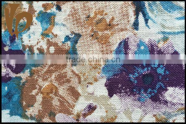 Shaoxing flower printing fabric linen and viscose rayon fabric for woman dress