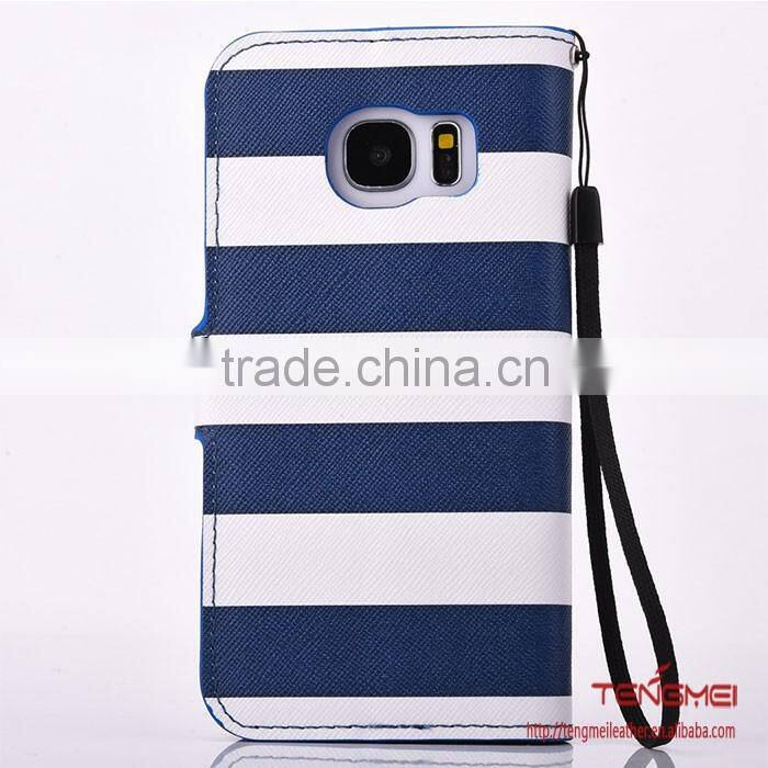 new navy design case for samsung galaxy s7 stripe leather for samsung galaxy s7 case