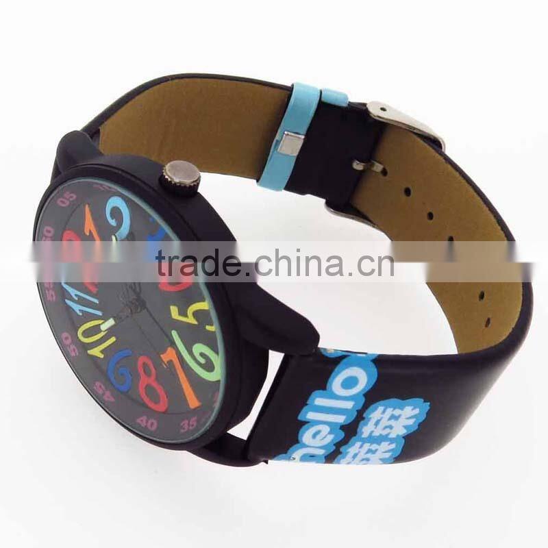 big case cute colorful numbers dial student watch