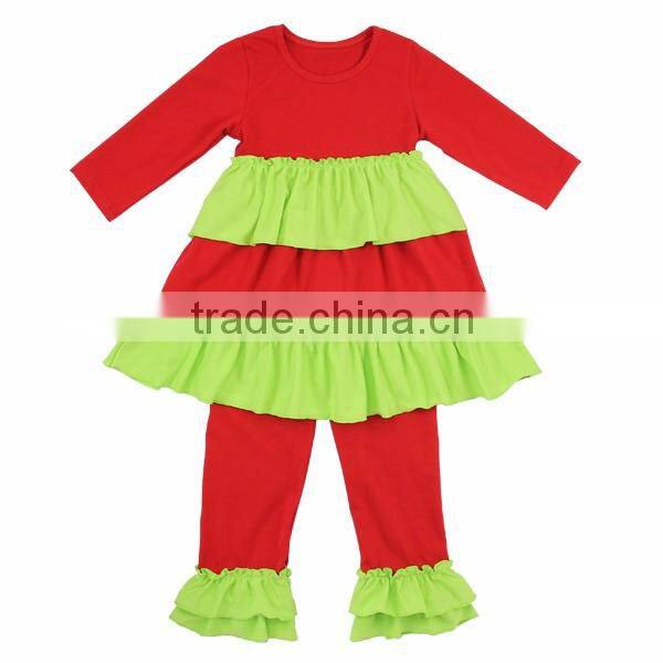 Kaiyo OEM service ruffle dress with ruffle pants sweat suit 2016 fall boutique girl clothing kids clothes