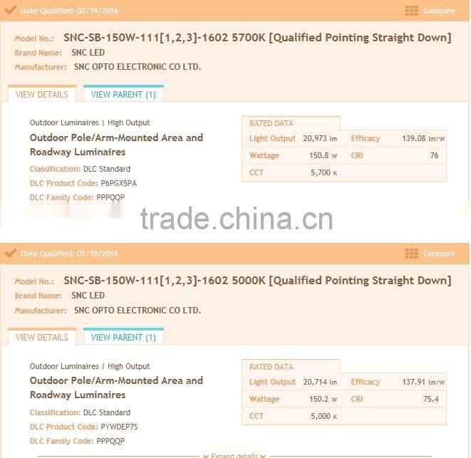 UL cUL DLC list roadway lighting 150w modular design led shoebox light by china manufacturer