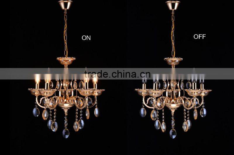 Chinese Best K9 Champagne Crystal Candle Chandelier with 3 lights