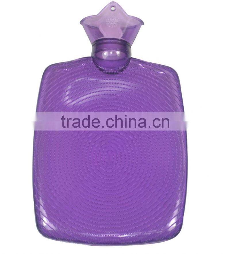 2000ml rectangular transparent pvc hot water bottle