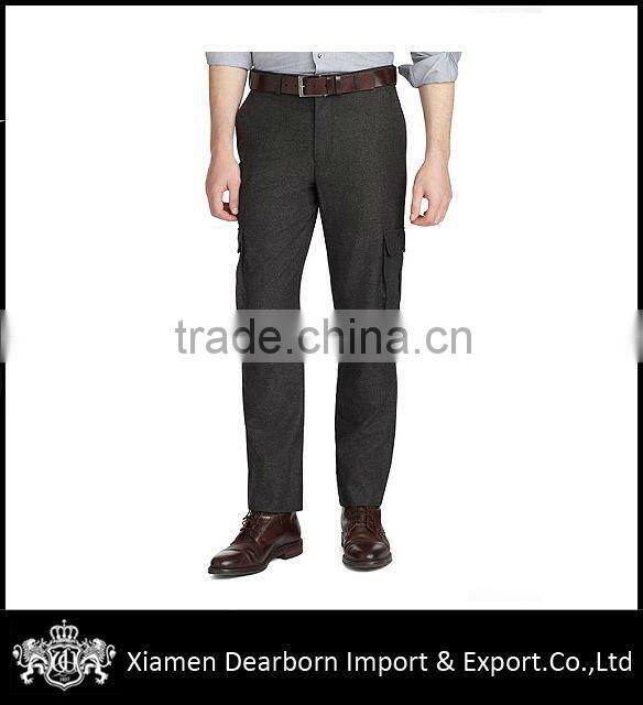 80% wool 20%spandex Men's fashion casual Pant with leg pockets
