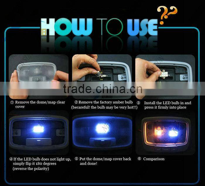 MOQ 20PCS 42mm CANBUS Festoon light 4 LED SMD5050 led dome festoon light white/green/blue/yellow/red Led dome light for Taxi