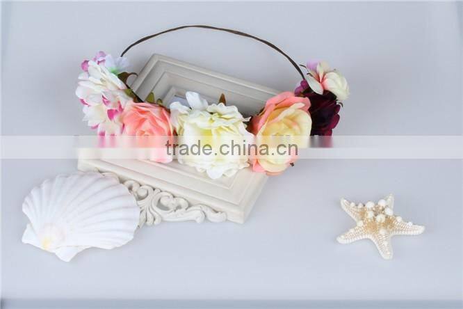 charming flowers elastic headbands,artificial flower crown hair jewelry accessories
