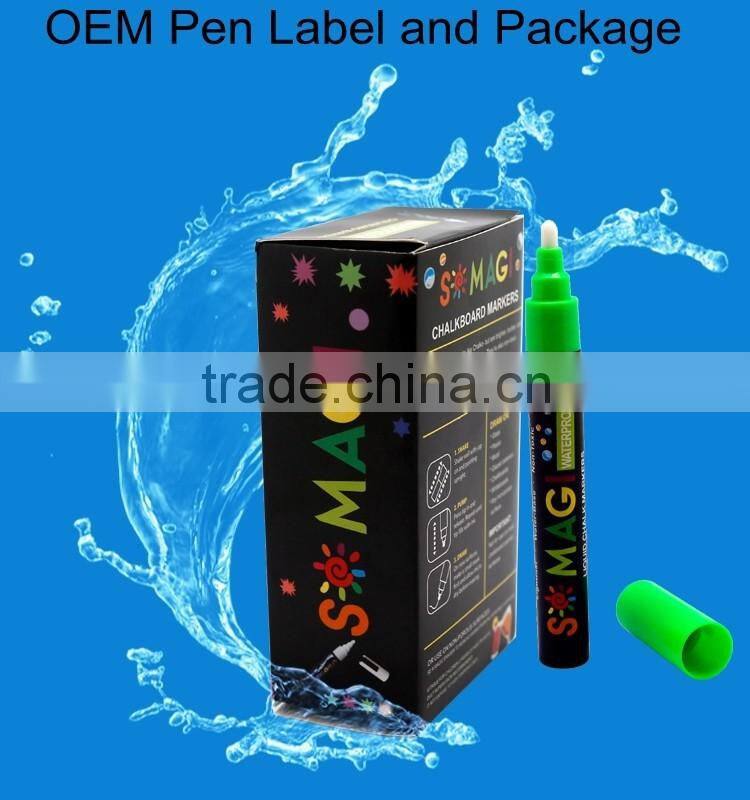 8 Pack Fluorescent colors pen ink Anti-wipe Marker with Reversible 6mm Tip for Glass, Window & LED Art Menu Writing Board