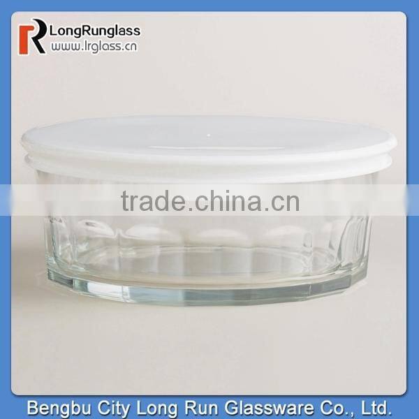 LongRun 9" New Design Working Glass Bowl with Plastic Lid Charming Glass Serveware Wholesale