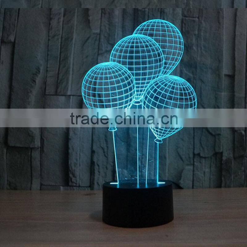 Wedding Decoration Arcylic 3D Sculpture LED 7 Colors Flashing Touch Control Night Light Costumize