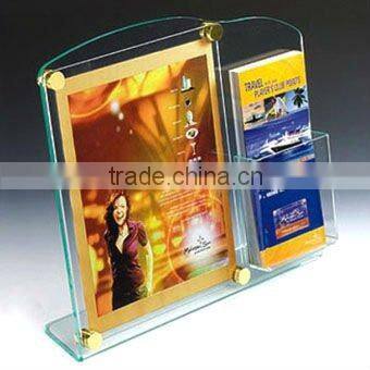 A4 sized acrylic brochure display racks with card holder