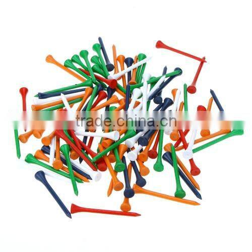 100Pcs 69mm Mixed Color Wood Golf Tees