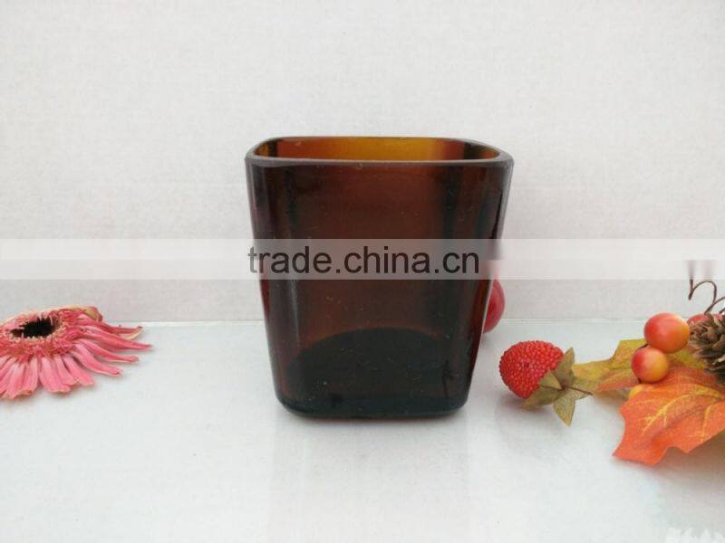 Candle glass jar, dark amber, black or white
