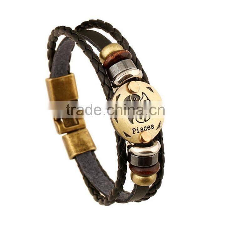 stainless steel leather wrap bracelet