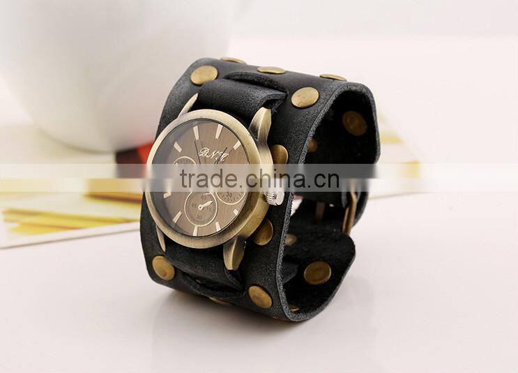 2015 Vintage handmade men's leather watch bracelet