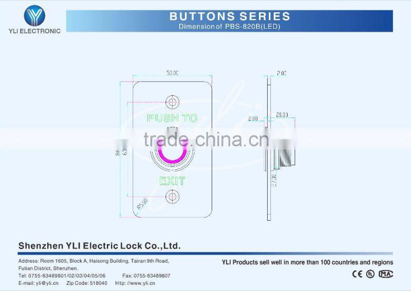 Waterproof Piezoelectric Exit Button with LED