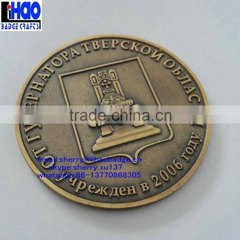 2016 High quality metal brass/copper 3D badge coins tokens for souvenir