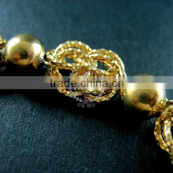 20cm raw brass faceted round beads link fashion DIY bracelet supplies 1900079
