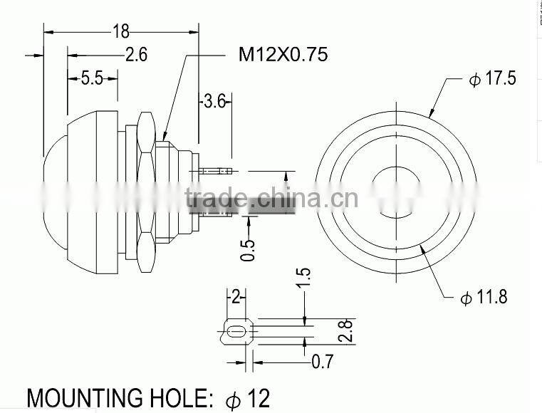 black momentary round waterproof plastic push button switch price PBS-33B