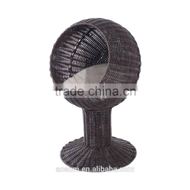 Pawhut 28" Coffee/Beige Hooded Rattan Wicker Elevated Cat Bed