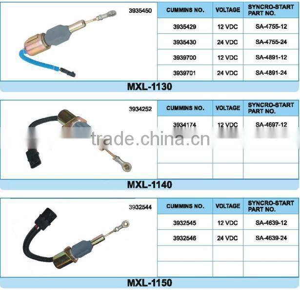 2016 High efficient diesel fuel engine 12v stop solenoid for excavator