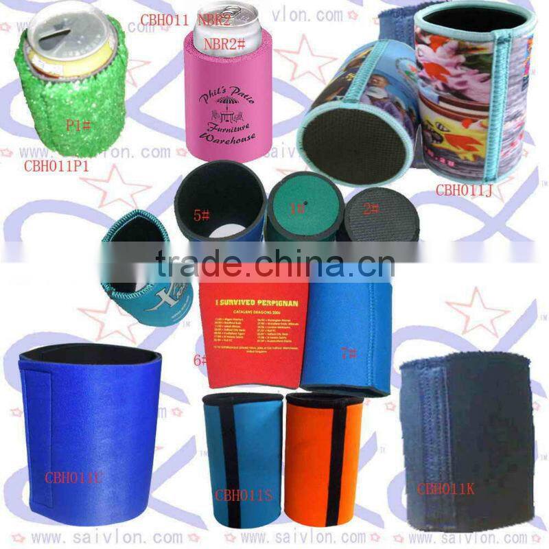 Neoprene beer can cooler holder with handle