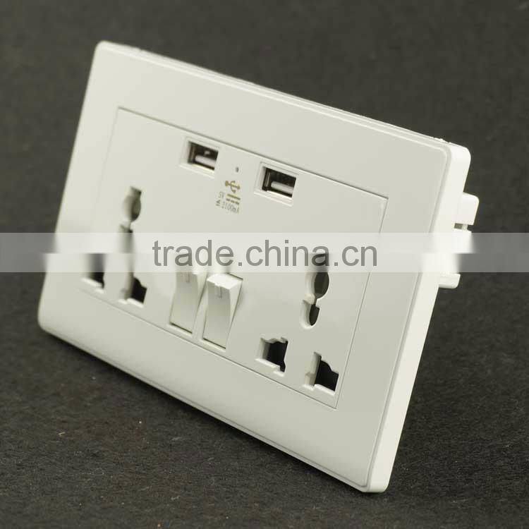 New design usb power plug socket with switch wall socket double